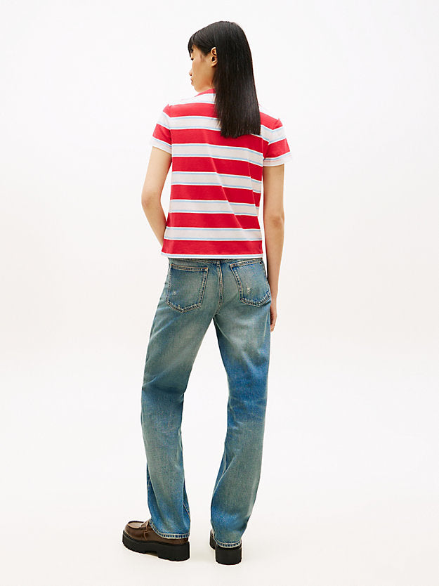 Flag Embroidery Jersey Crew Neck T-Shirt