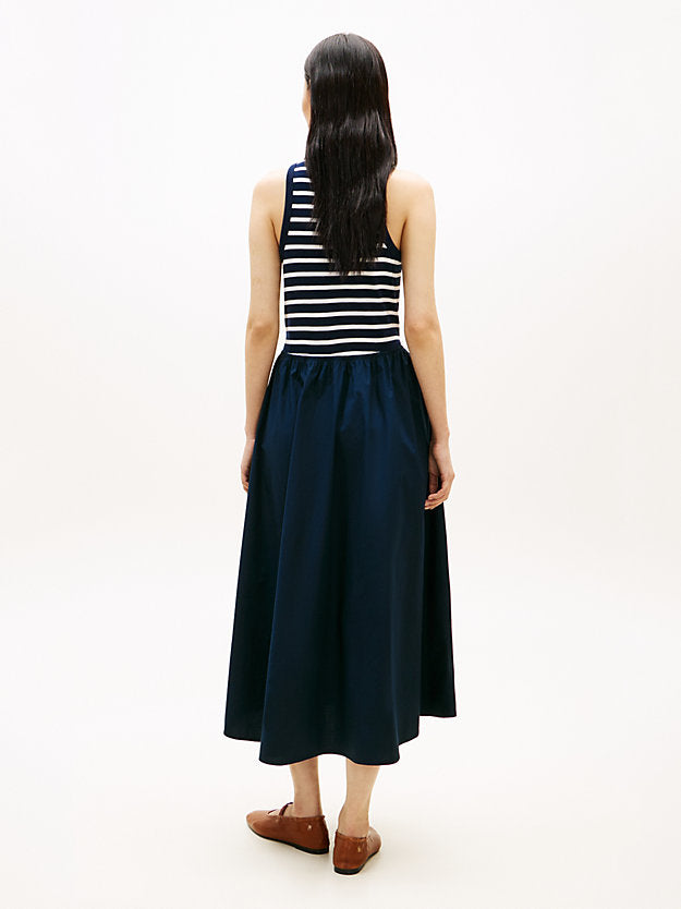 Gold-Tone Button Sleeveless Maxi Dress