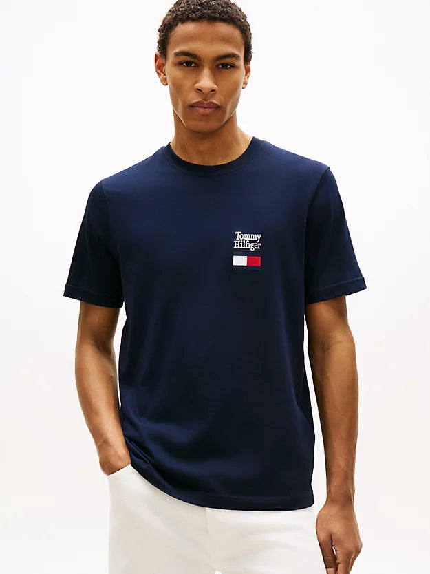 Logo Embroidery Jersey Crew Neck T-Shirt