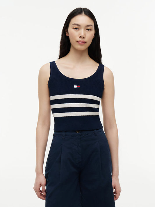 Badge Stripe Knit Tank Top
