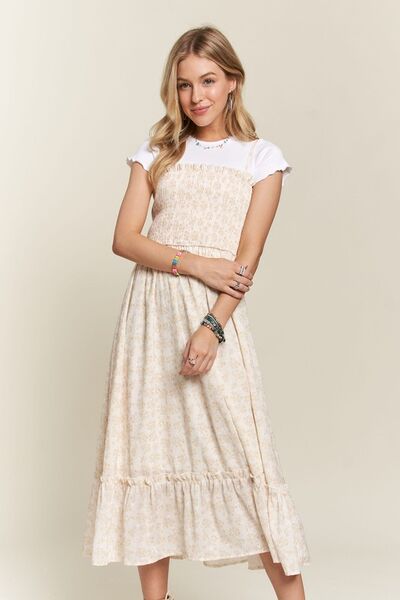 ADORA Gesmoktes geblümtes Camisole-Kleid mit Rüschensaum