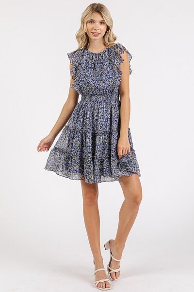Mini-robe en mousseline de soie à volants et imprimé fleuri Mittoshop