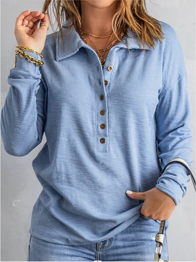 T-shirt confortable en coton à col en V pour femme
