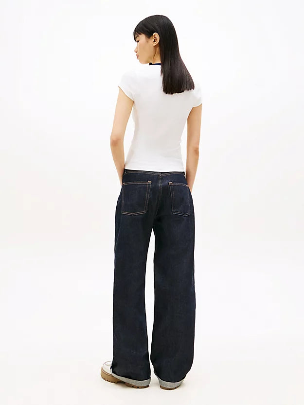 Badge Henley Ribbed Slim T-Shirt