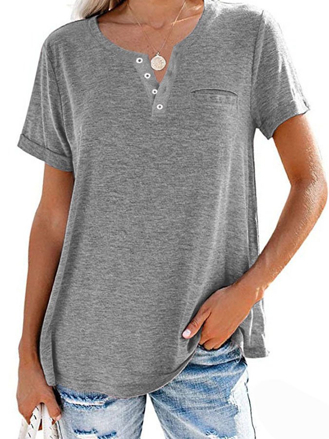 T-shirt uni à poche et manches courtes (3 pour la livraison gratuite)