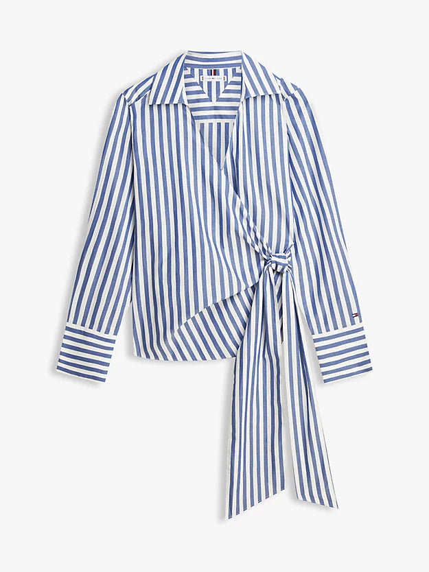Slim Fit Wrap Knot Poplin Shirt