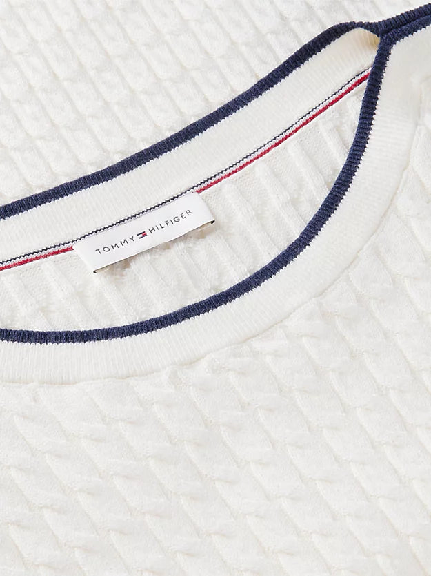 Cable Knit Boat Neck Short Sleeve Jumper