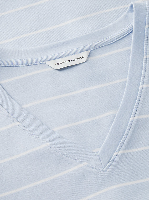 Flag Embroidery Slim V-Neck T-Shirt