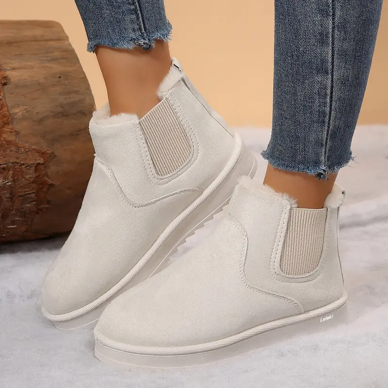 🔥 Heute bestellen & 49% RABATT erhalten - Bequeme, runde, flauschig gefütterte Slip-On Knöchel-Winterstiefel
