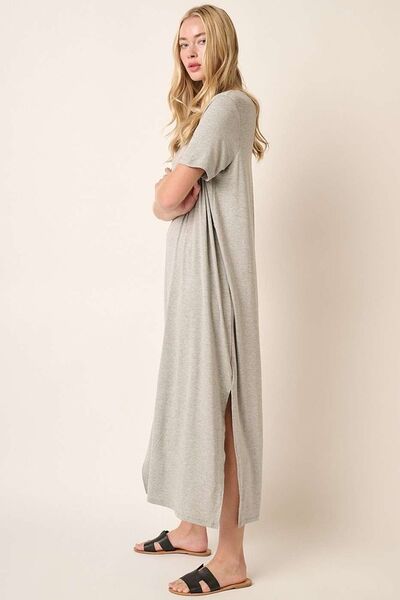 Mittoshop Rundhals-Kurzarmkleid mit Seitenschlitz