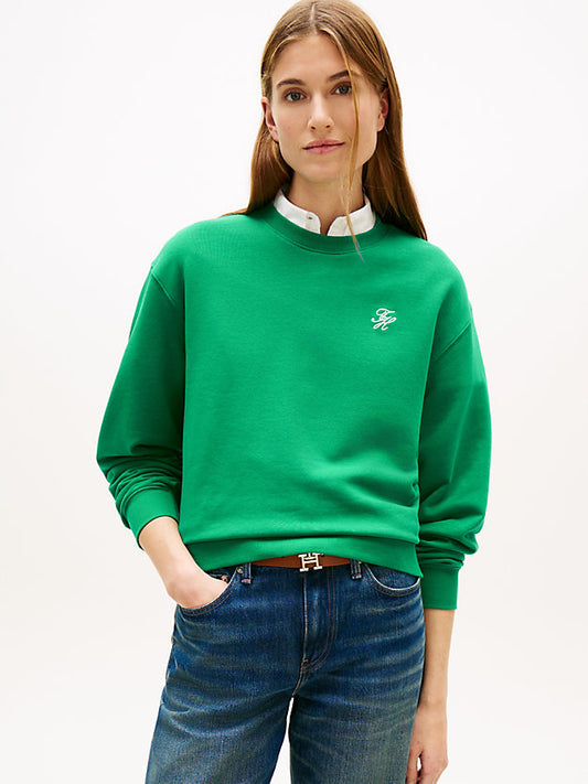 Logo Embroidery Crew Neck Sweatshirt