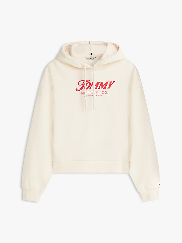 Textured Logo Relaxed Drawstring Hoody