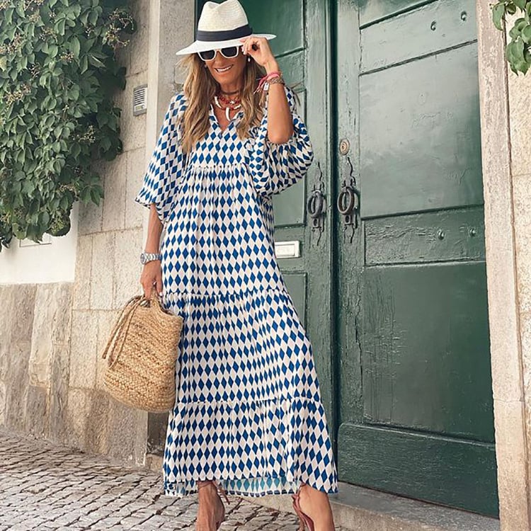 Elegantes Boho-Kleid mit Blumenmuster und Puffärmeln