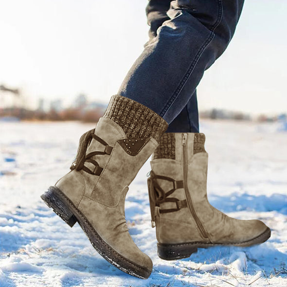 Bottes de Neige Chaudes à Lacets Arrière pour Femme