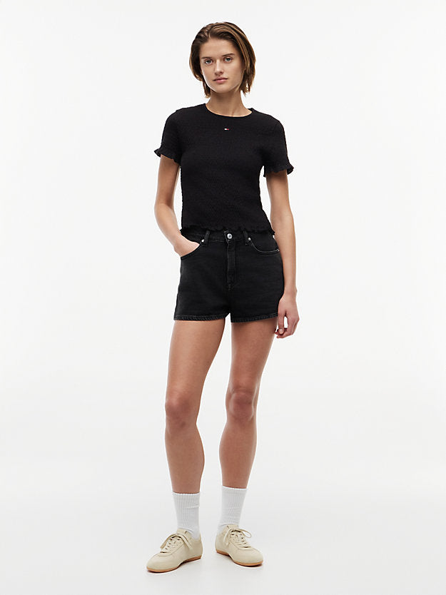 Regular Black Denim Shorts