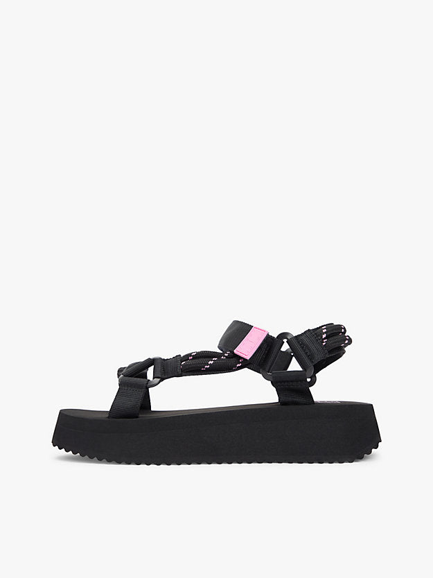 Webbing Rope Cleat Platform Sandals