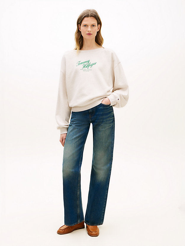 Logo Relaxed Boat Neck Sweatshirt