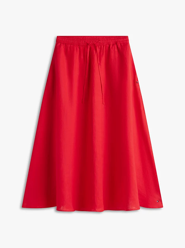 Pure Linen A-Line Midi Skirt