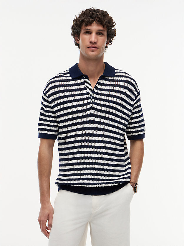New York Label Relaxed Fit Knit Polo Shirt