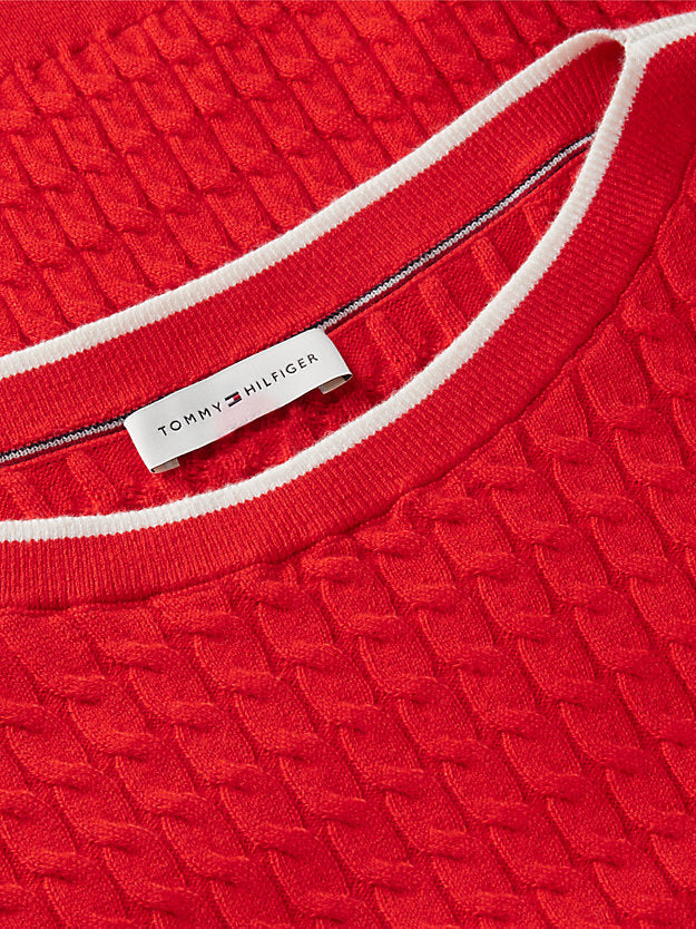 Cable Knit Boat Neck Short Sleeve Jumper