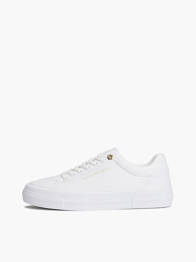 Metallic Logo Canvas Platform Trainers
