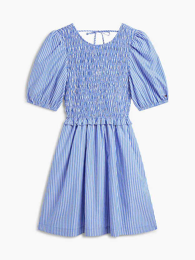 Back Tie Smock Slim Poplin Mini Dress