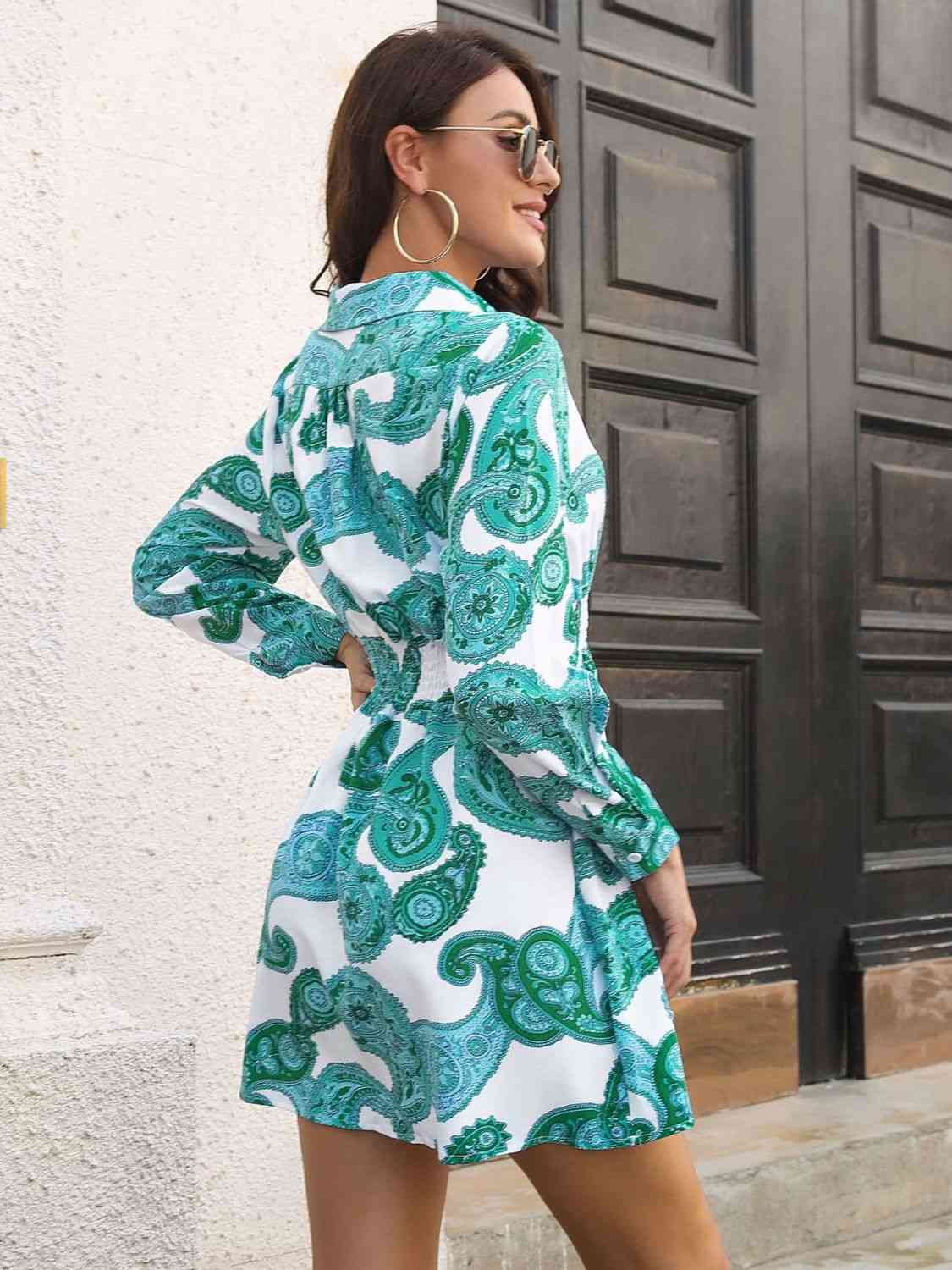 Paisley-Print Johnny-Kragen-Smockkleid