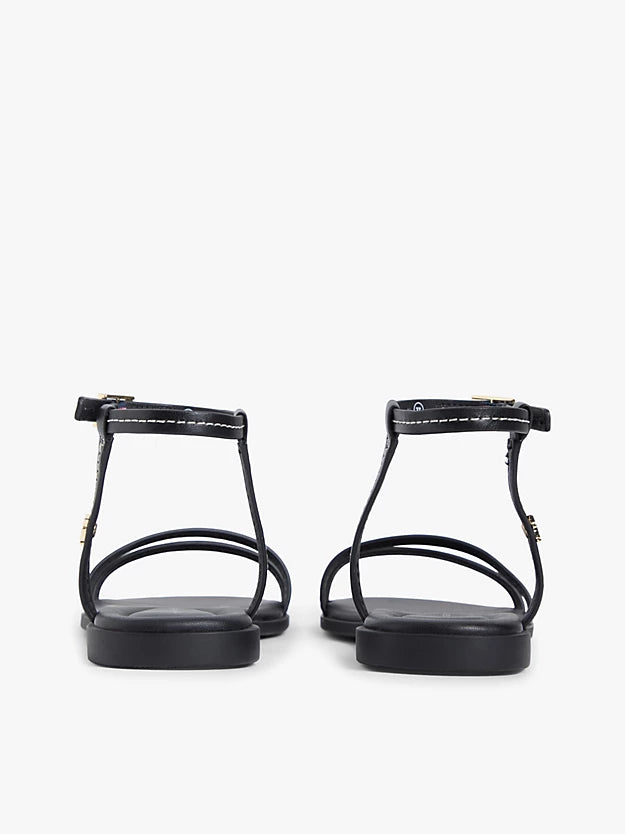 Leather Contrast Topstitch Flat Sandals