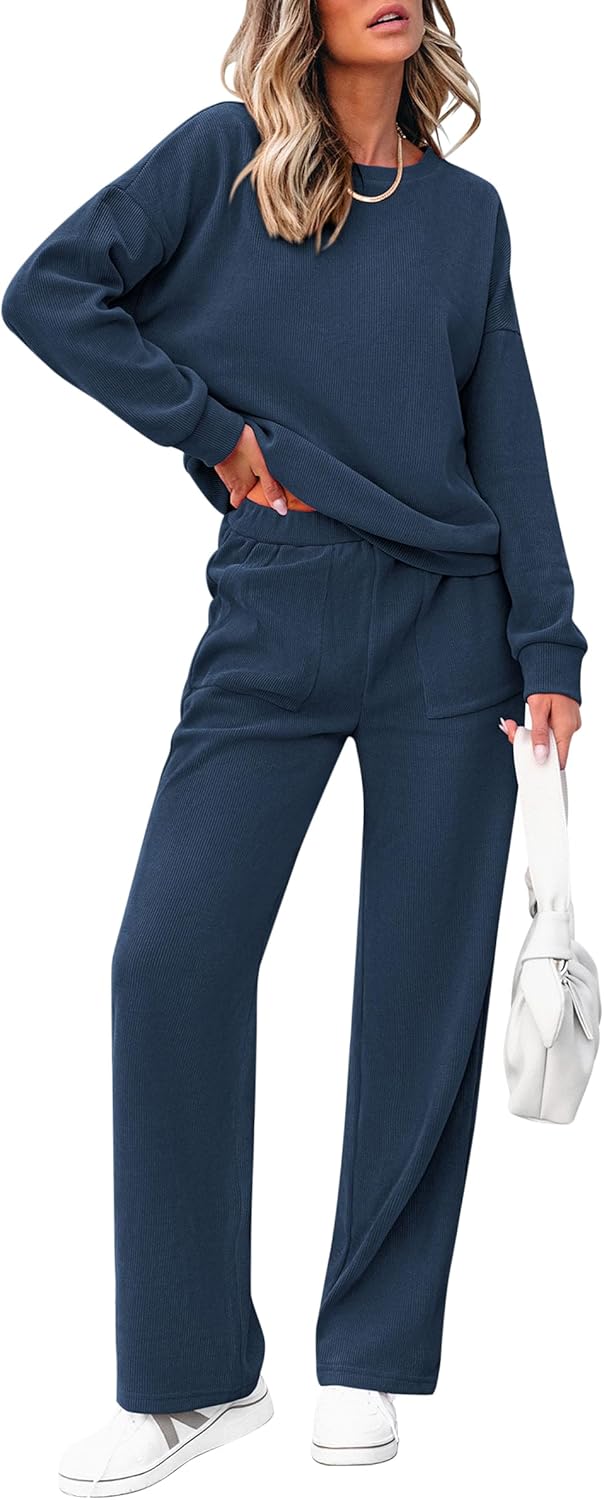 Ensemble décontracté deux pièces en coton pour femme : sweatshirt demi-zip oversize et pantalon de survêtement large
