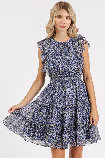 Mini-robe en mousseline de soie à volants et imprimé fleuri Mittoshop