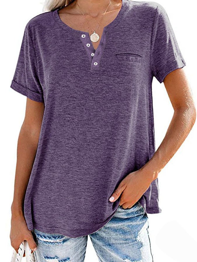 T-shirt uni à poche et manches courtes (3 pour la livraison gratuite)