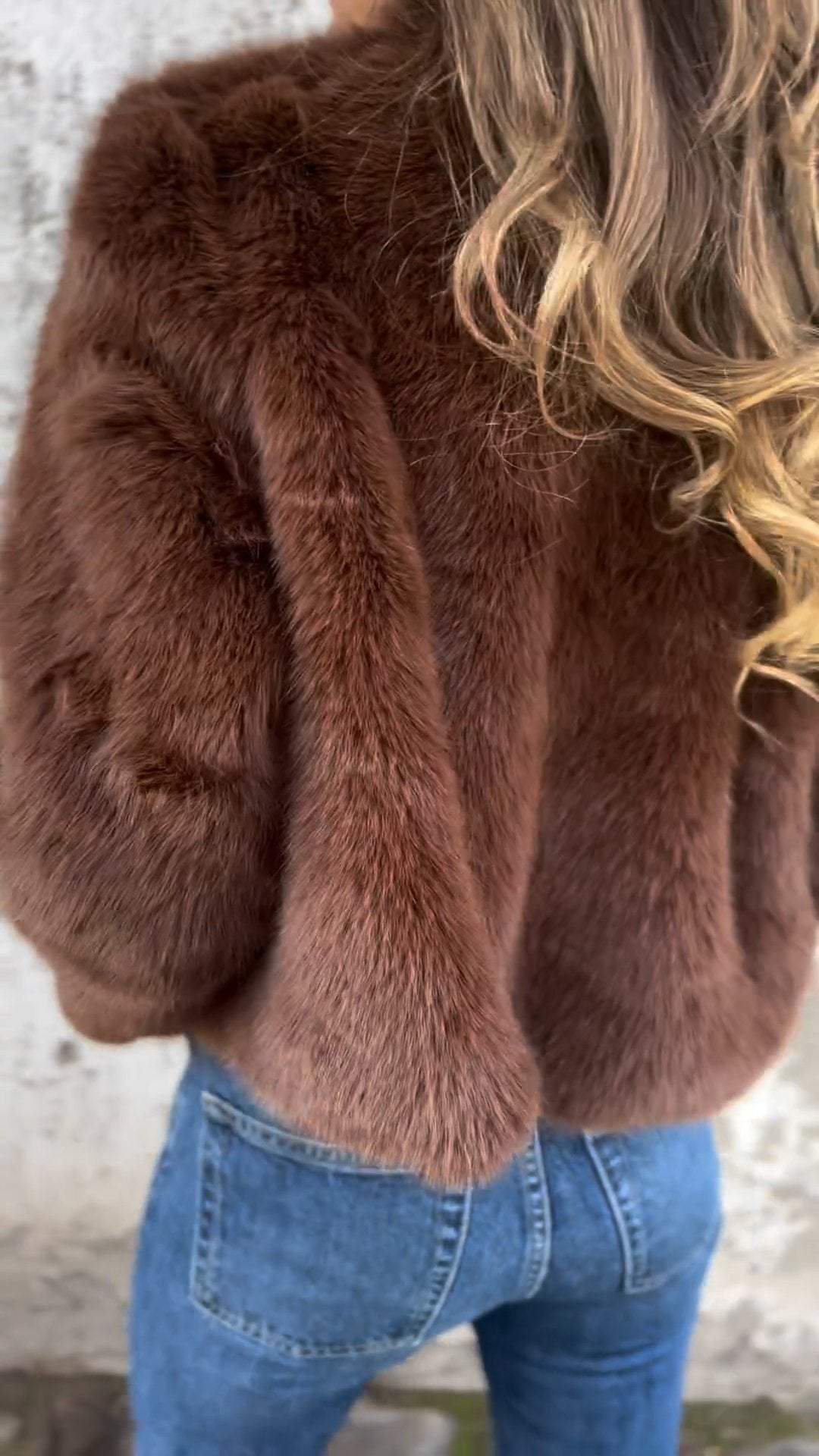 Damen High Collar Pelz-Reißverschluss Freizeitjacke