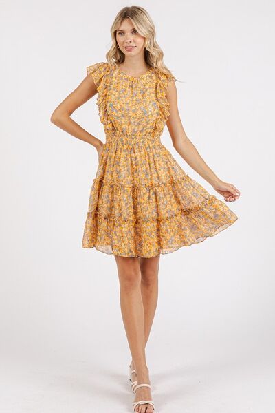 Mittoshop Minikleid aus Chiffon mit Ditsy-Blumenmuster und Rüschen