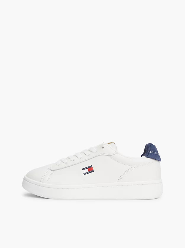 Contrast Heel Leather Archive Court Trainers