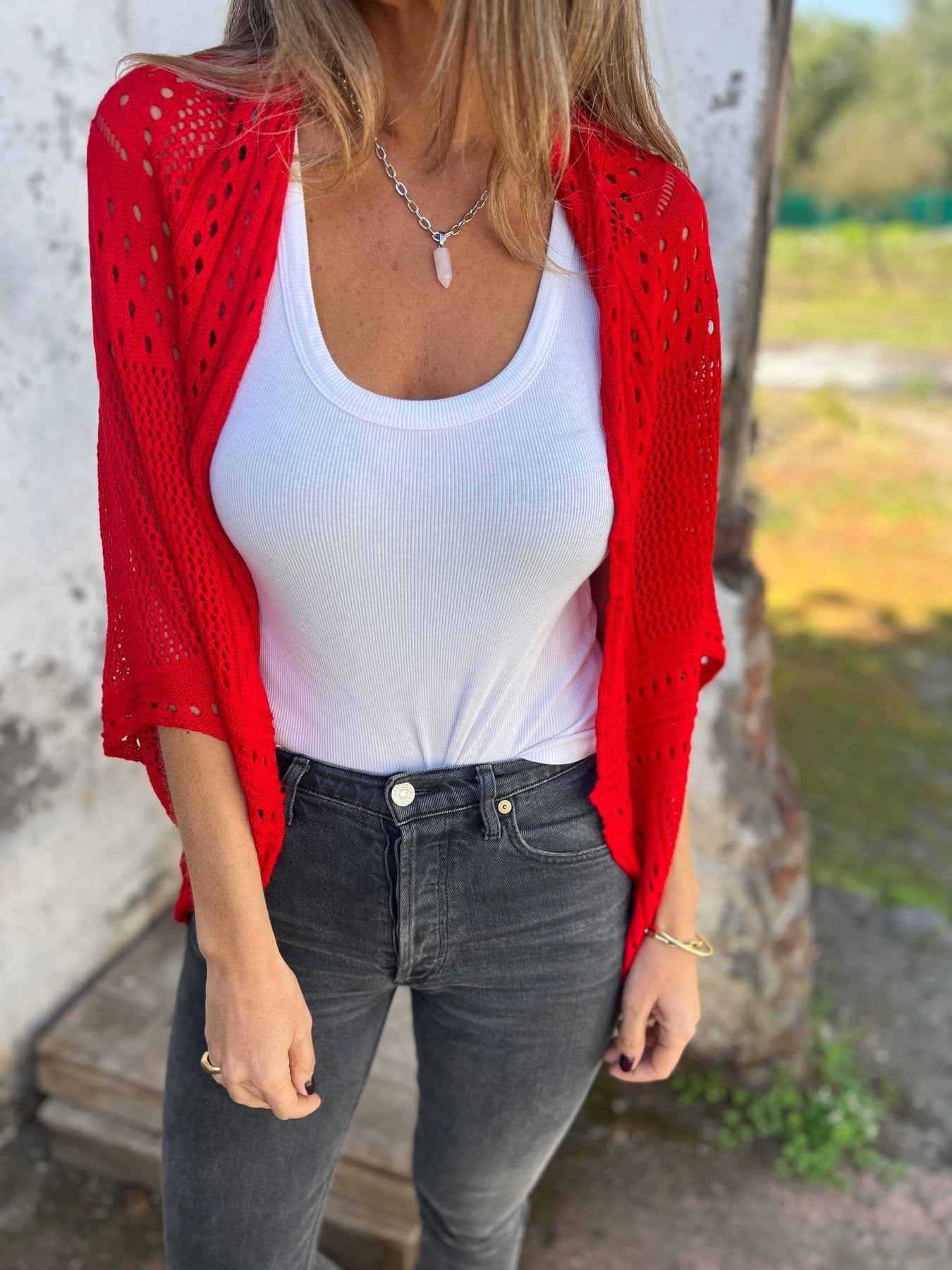 RÄUMUNGSVERKAUF🔥Damen hohler Halbarm-Cardigan