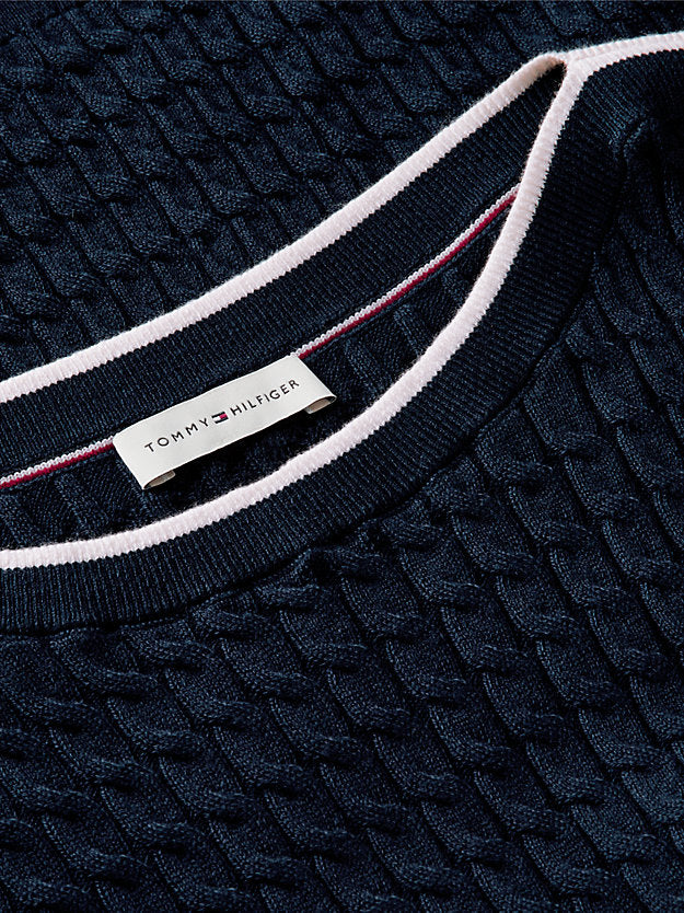 Cable Knit Boat Neck Short Sleeve Jumper
