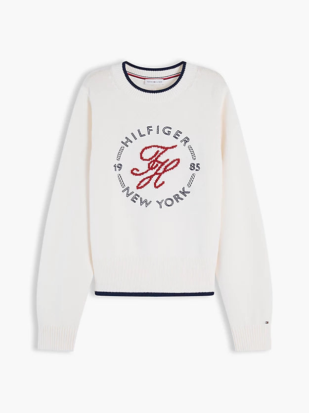 Logo Embroidery Relaxed Crew Neck Jumper