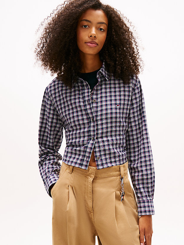 Regular Fit Tie Back Check Seersucker Shirt