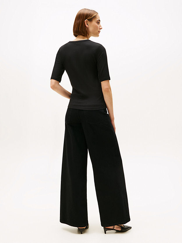 Ribbed Slim Half Sleeve T-Shirt