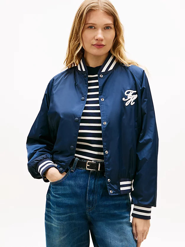 Logo Appliqué Water Repellent Bomber Jacket
