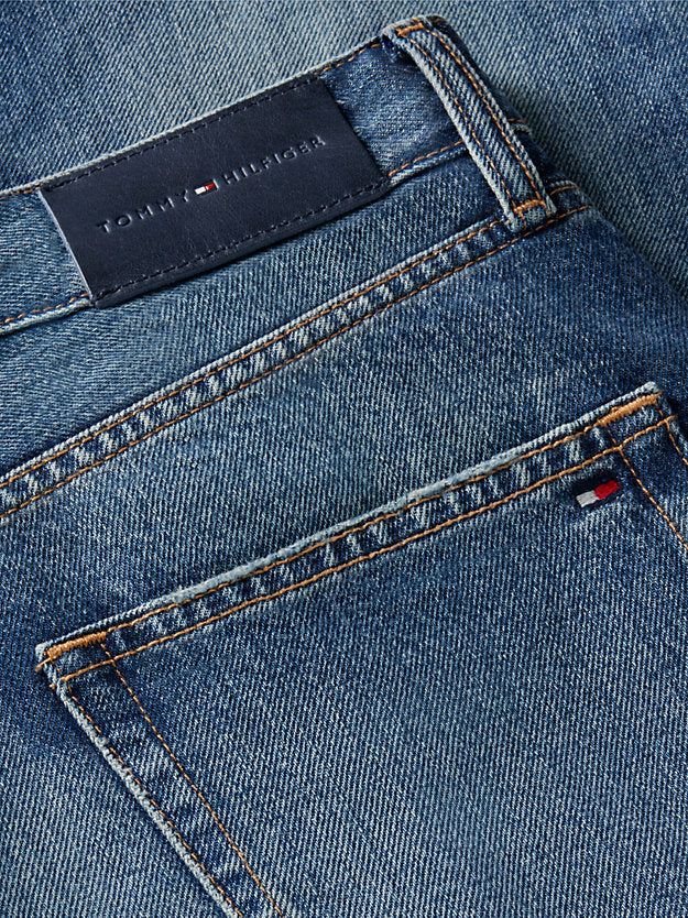Gold-Tone Button Mid Rise Loose Straight Jeans