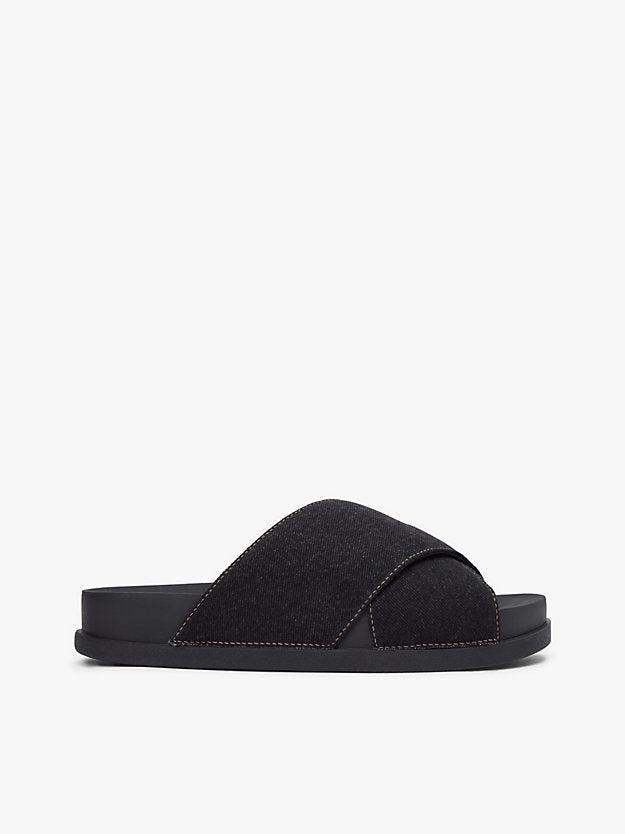 Denim Crossover Strap Lightweight Slides