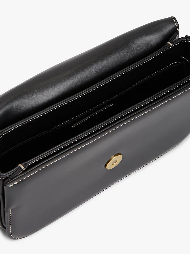 Leather Flap Logo Plaque Crossbody Bag