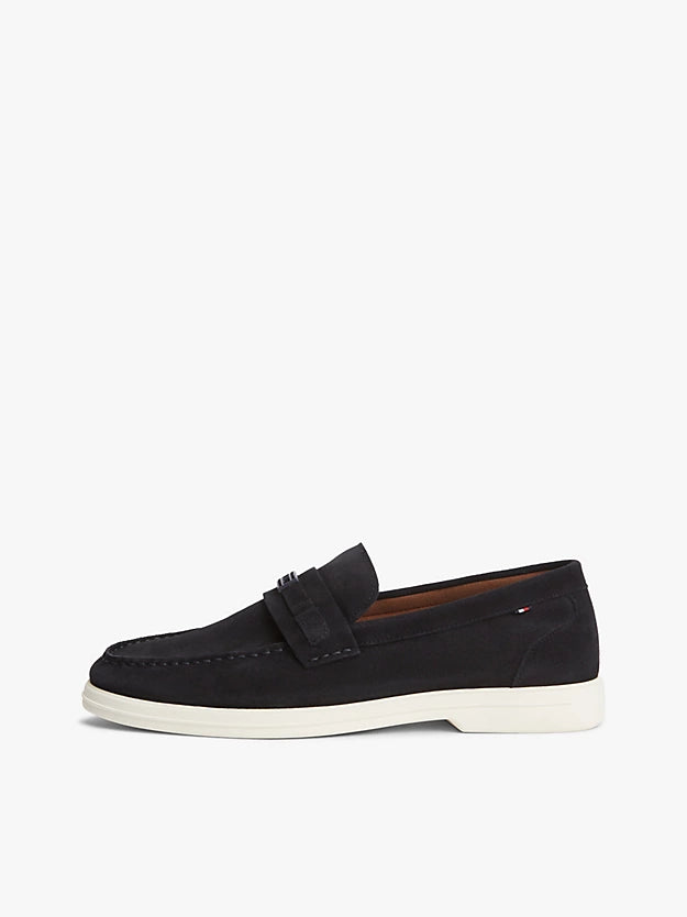 Flag Plaque Suede Loafers