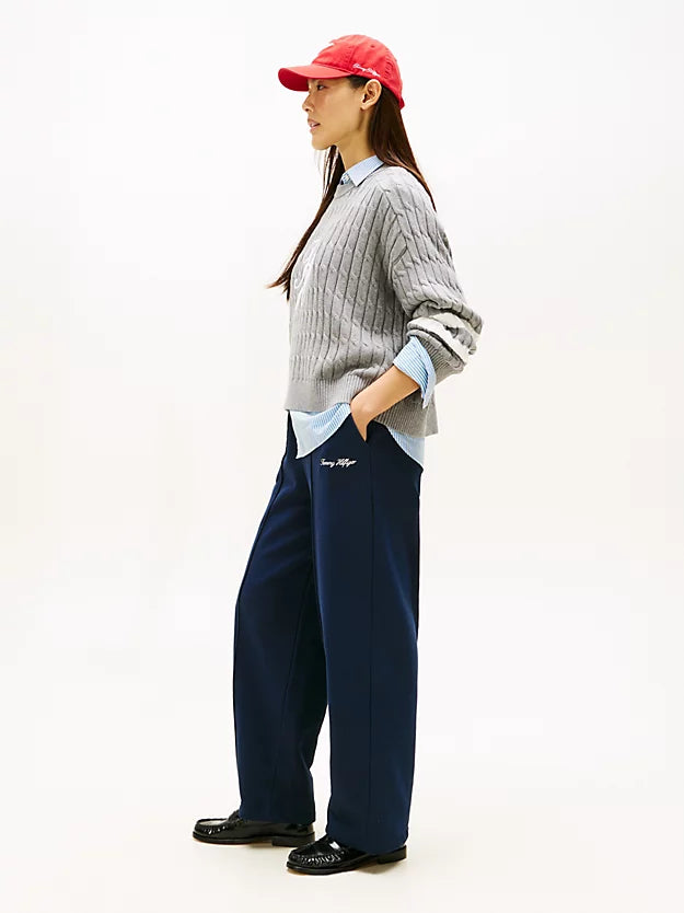 Logo Embroidery Wide Leg Joggers