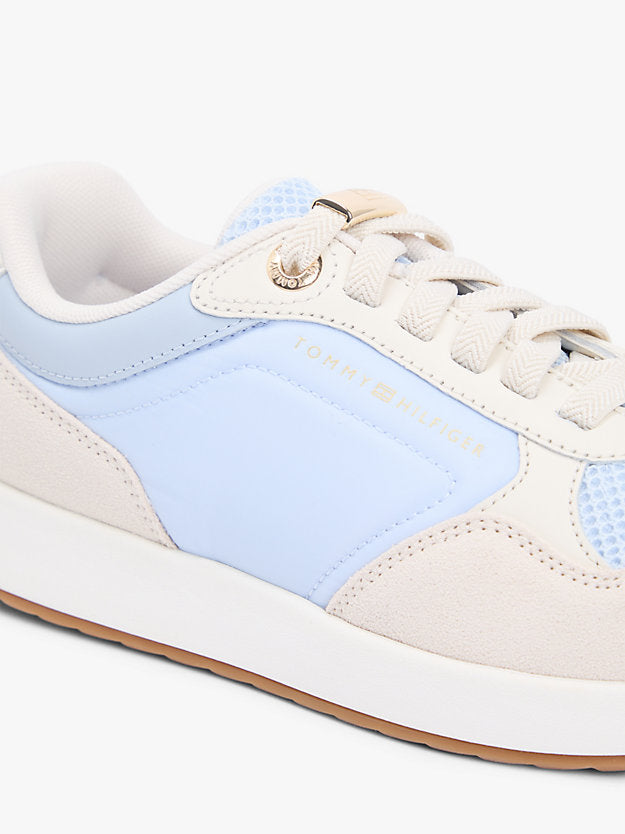 Suede Mixed Texture Mesh Serrated Trainers