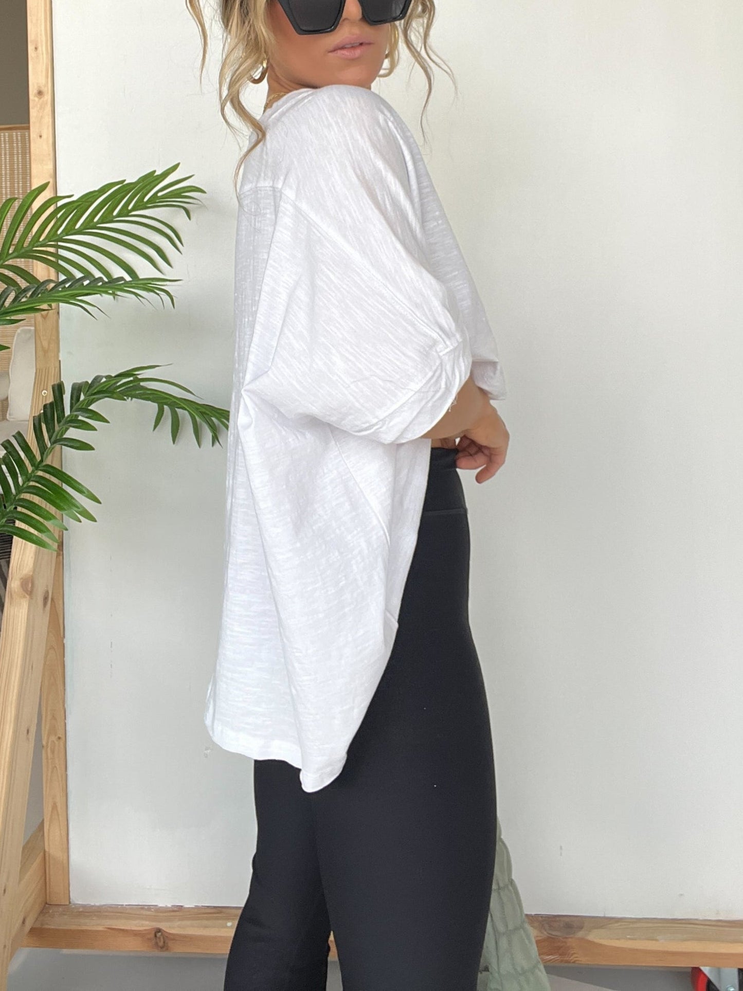 Damen Oversized T-Shirt mit Rundhalsausschnitt und kastigem Schnitt in Midilänge (3 kaufen, kostenloser Versand)