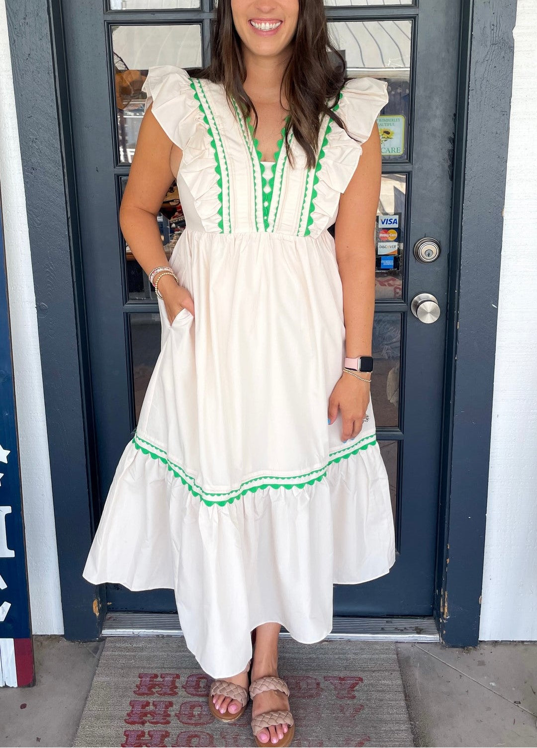 Robe longue à col en V et manches volantées pour femme (achetez-en 2, livraison gratuite)