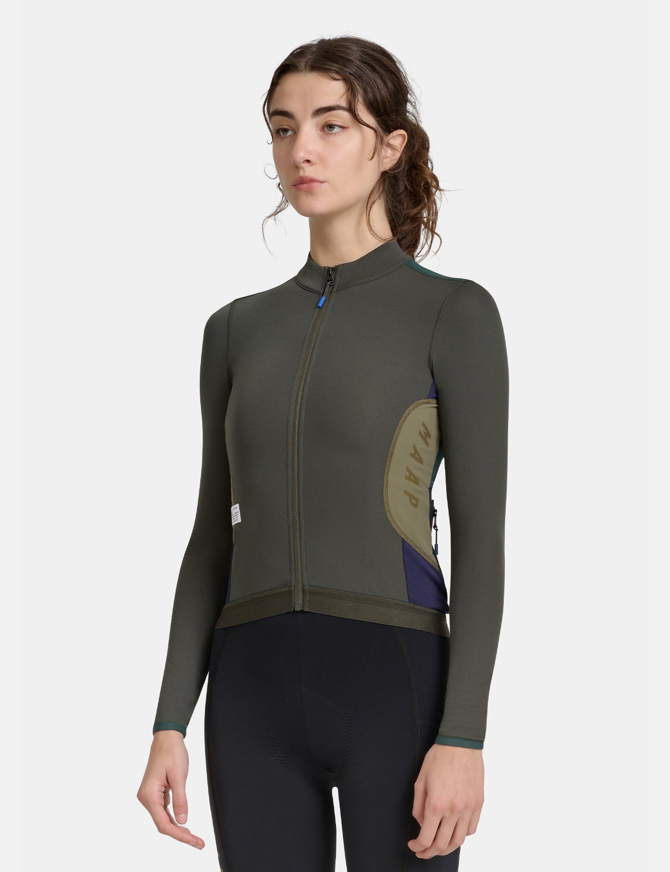 Maillot de Vélo Manches Longues Femme Alt_Road - Vert Olive Brûlé