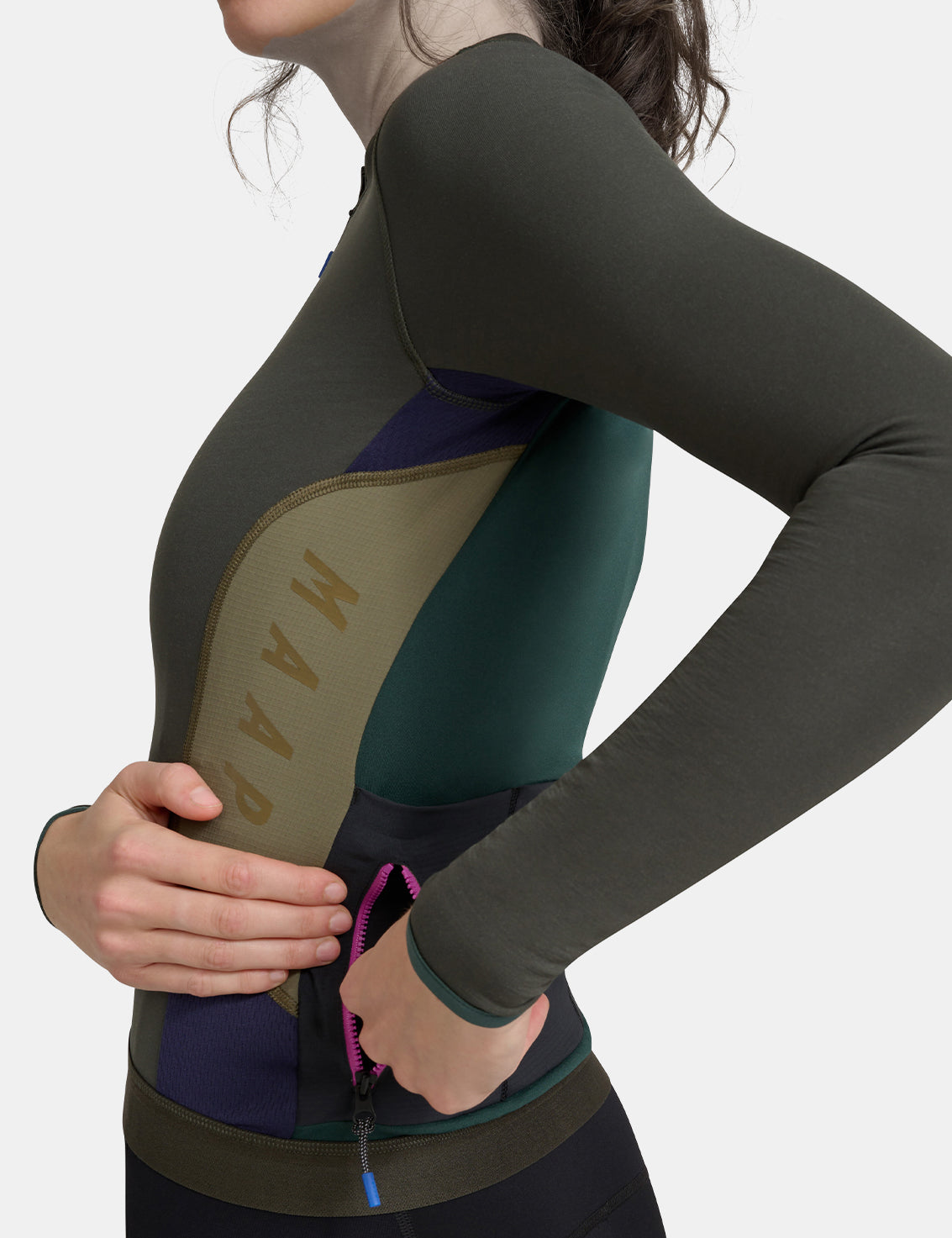 Maillot de Vélo Manches Longues Femme Alt_Road - Vert Olive Brûlé
